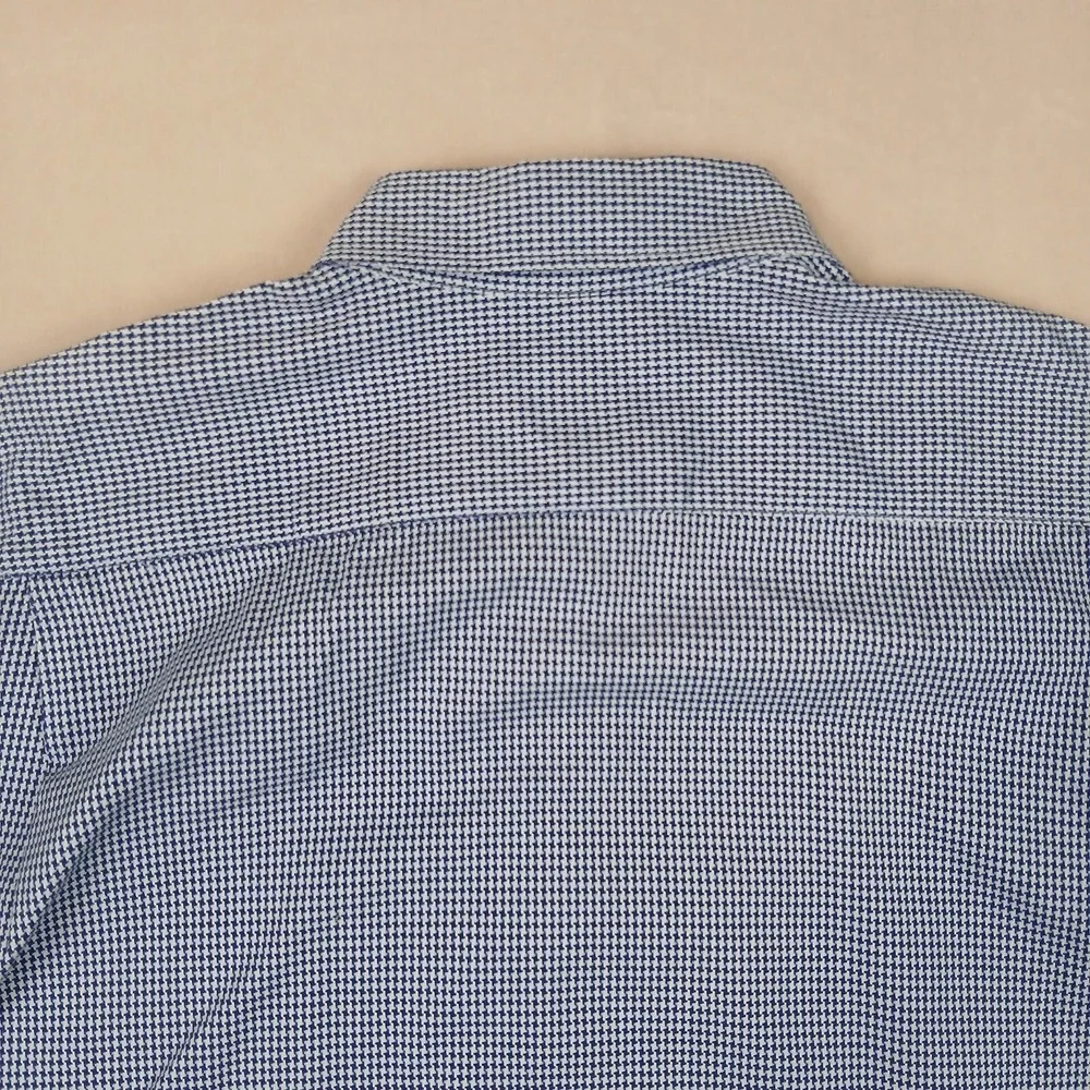 Banana Republic Large Mens Shirt Office Dress Houndstooth Heavy‎ 25x30 DEFECT